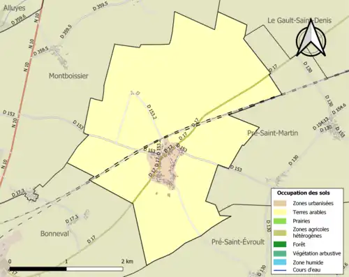 Carte en couleurs présentant l'occupation des sols.
