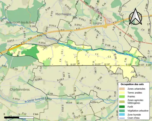 Carte en couleurs présentant l'occupation des sols.