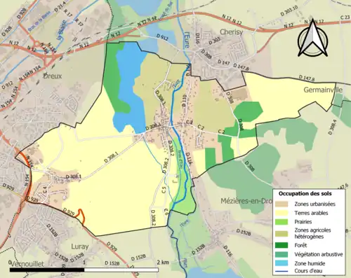 Carte en couleurs présentant l'occupation des sols.