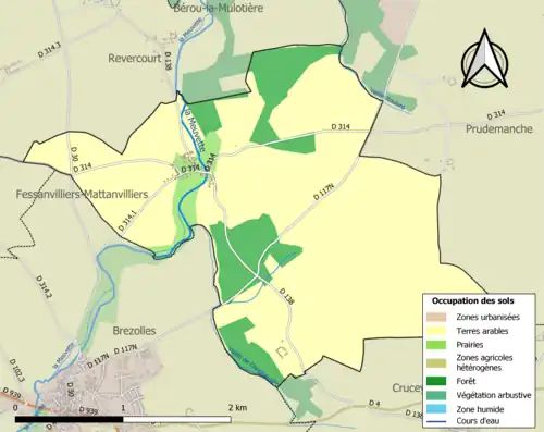 Carte en couleurs présentant l'occupation des sols.