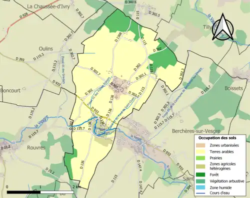Carte en couleurs présentant l'occupation des sols.