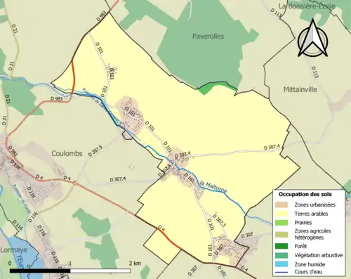 Carte en couleurs présentant l'occupation des sols.