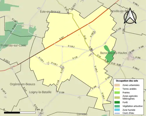 Carte en couleurs présentant l'occupation des sols.