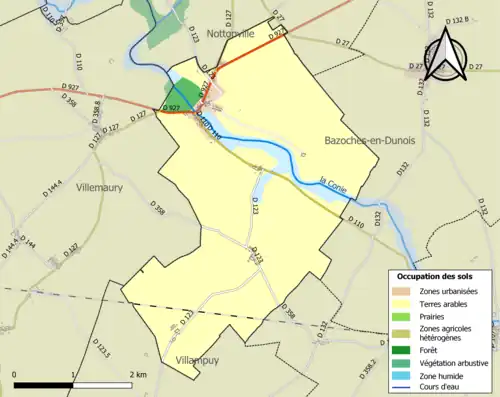 Carte en couleurs présentant l'occupation des sols.