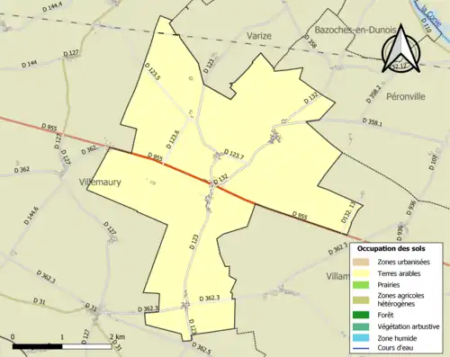 Carte en couleurs présentant l'occupation des sols.