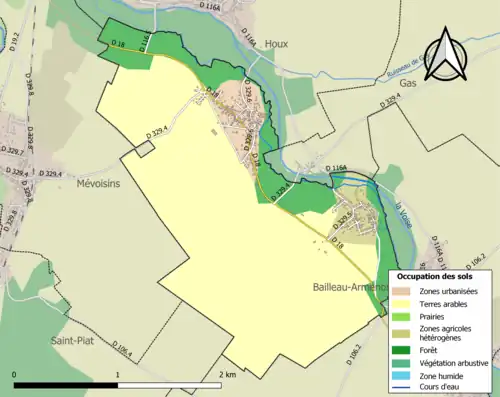 Carte en couleurs présentant l'occupation des sols.