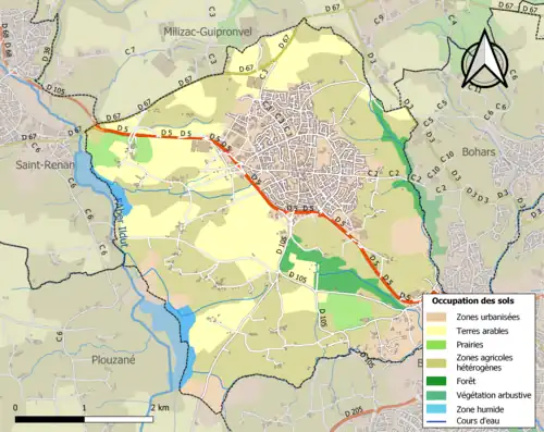 Carte en couleurs présentant l'occupation des sols.