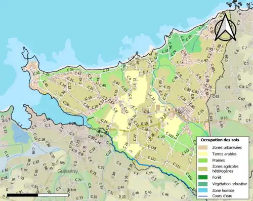 Carte en couleurs présentant l'occupation des sols.