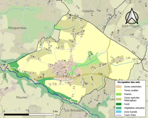 Carte en couleurs présentant l'occupation des sols.
