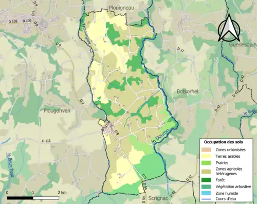 Carte en couleurs présentant l'occupation des sols.