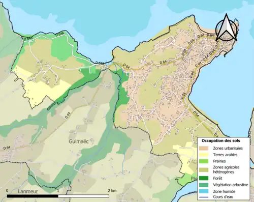 Carte en couleurs présentant l'occupation des sols.