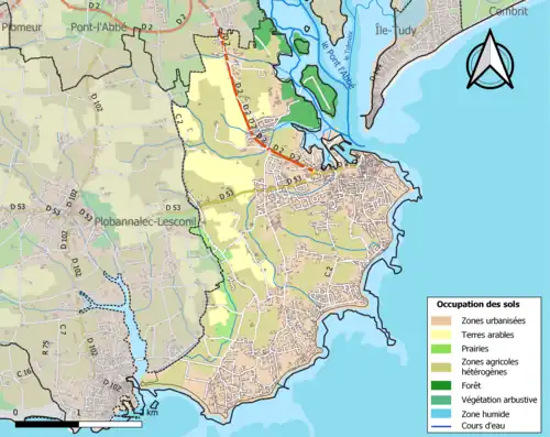 Carte en couleurs présentant l'occupation des sols.