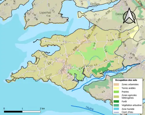 Carte en couleurs présentant l'occupation des sols.