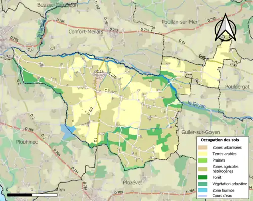 Carte en couleurs présentant l'occupation des sols.