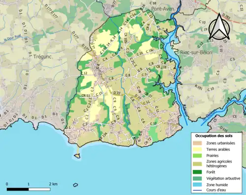 Carte en couleurs présentant l'occupation des sols.