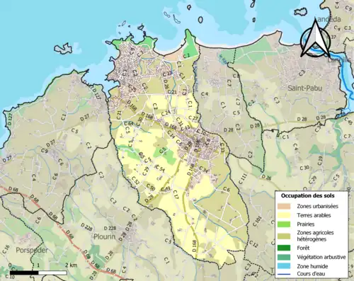 Carte en couleurs présentant l'occupation des sols.