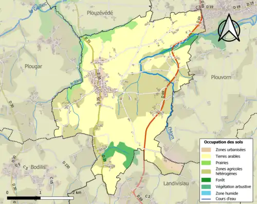 Carte en couleurs présentant l'occupation des sols.