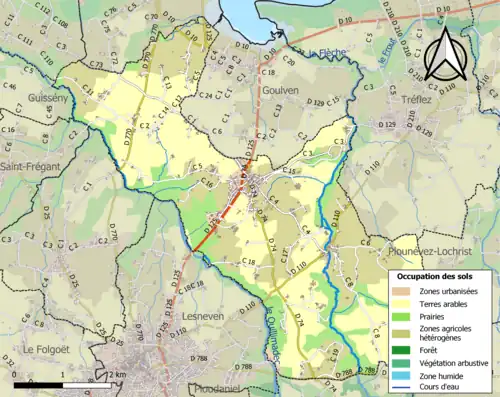 Carte en couleurs présentant l'occupation des sols.