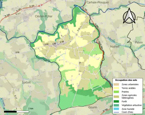 Carte en couleurs présentant l'occupation des sols.