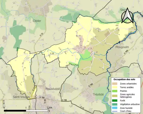 Carte en couleurs présentant l'occupation des sols.