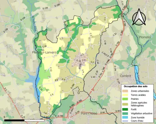 Carte en couleurs présentant l'occupation des sols.