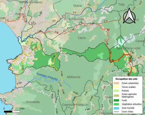 Carte en couleurs présentant l'occupation des sols.