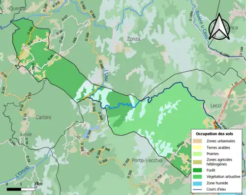 Carte en couleurs présentant l'occupation des sols.