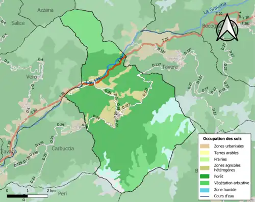 Carte en couleurs présentant l'occupation des sols.