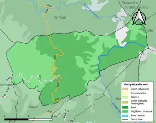 Carte en couleurs présentant l'occupation des sols.