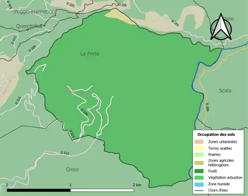 Carte en couleurs présentant l'occupation des sols.
