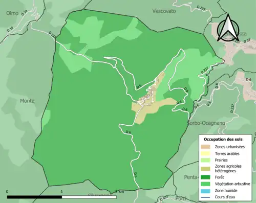 Carte en couleurs présentant l'occupation des sols.