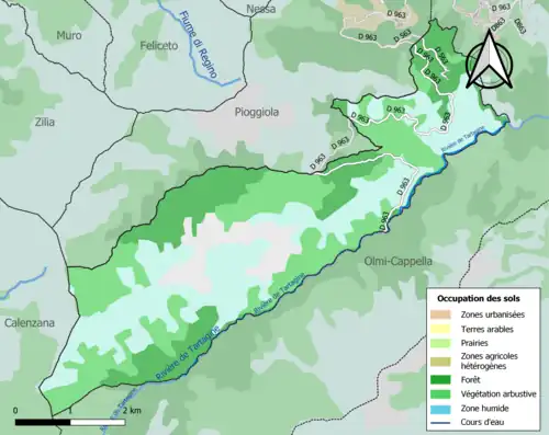 Carte en couleurs présentant l'occupation des sols.