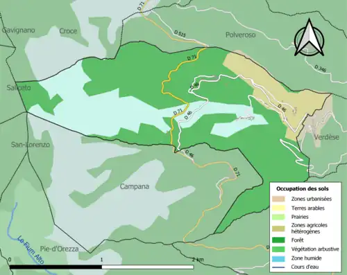 Carte en couleurs présentant l'occupation des sols.