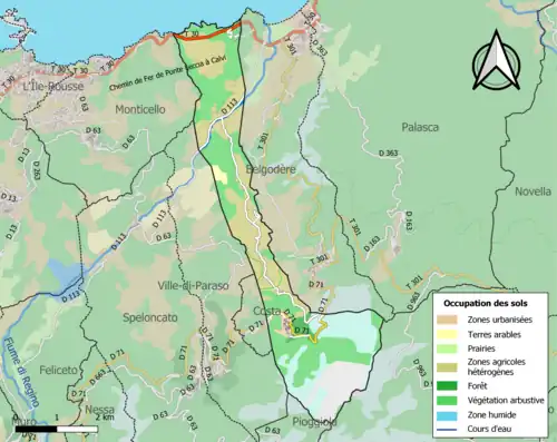 Carte en couleurs présentant l'occupation des sols.