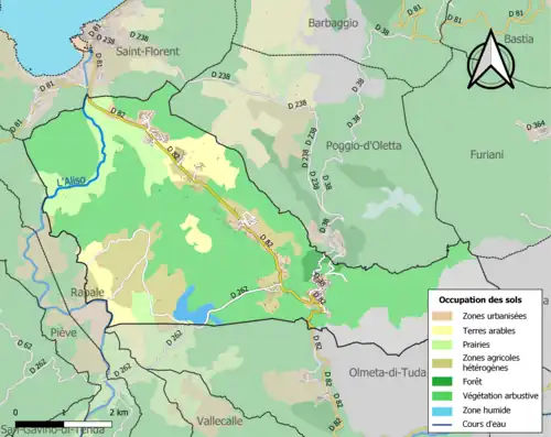 Carte en couleurs présentant l'occupation des sols.