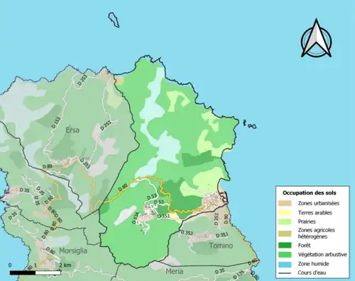 Carte en couleurs présentant l'occupation des sols.