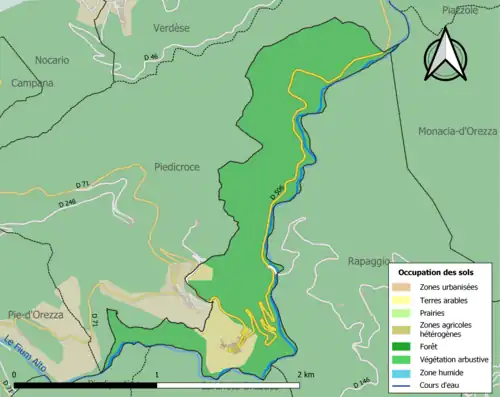 Carte en couleurs présentant l'occupation des sols.