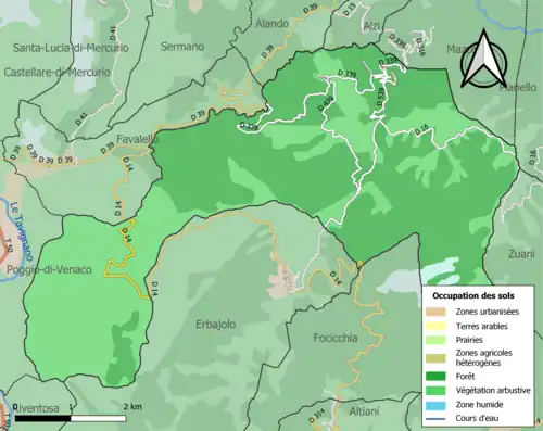 Carte en couleurs présentant l'occupation des sols.