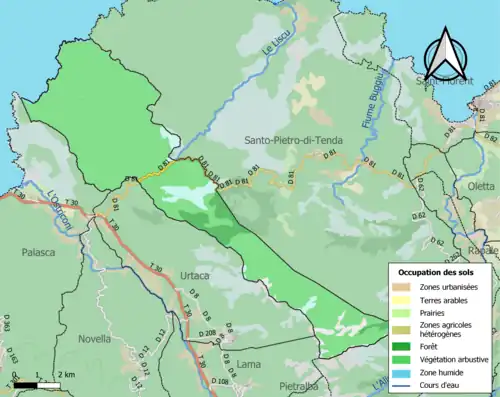 Carte en couleurs présentant l'occupation des sols.
