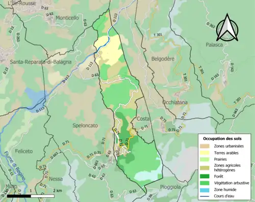 Carte en couleurs présentant l'occupation des sols.