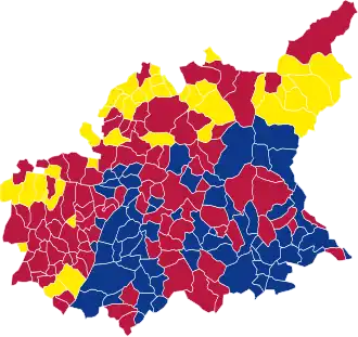 Nuance politique des candidats arrivés en tête dans chaque commune au 2e tour.