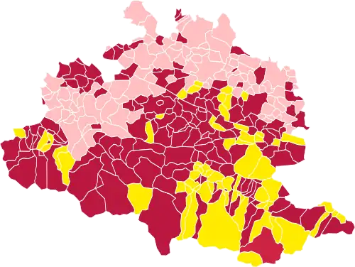 Nuance politique des candidats arrivés en tête dans chaque commune au 2e tour.