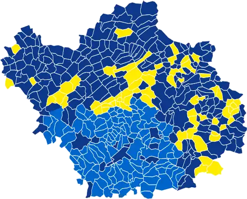 Nuance politique des candidats arrivés en tête dans chaque commune au 2e tour.