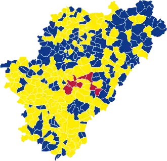 Nuance politique des candidats arrivés en tête dans chaque commune au 2e tour.