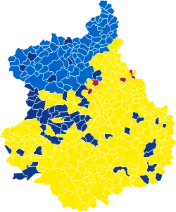 Nuance politique des candidats arrivés en tête dans chaque commune au 2e tour.