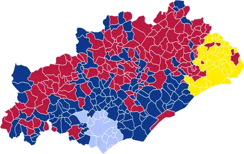 Nuance politique des candidats arrivés en tête dans chaque commune au 2e tour.