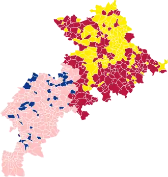 Nuance politique des candidats arrivés en tête dans chaque commune au 2e tour.