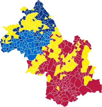 Nuance politique des candidats arrivés en tête dans chaque commune au 2e tour.