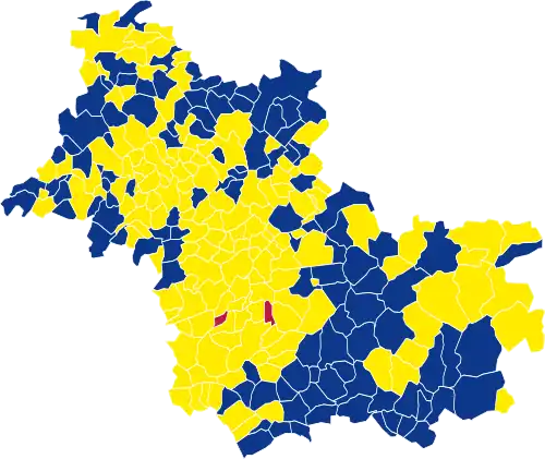 Nuance politique des candidats arrivés en tête dans chaque commune au 2e tour.