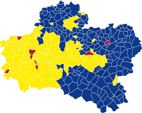 Nuance politique des candidats arrivés en tête dans chaque commune au 2e tour.